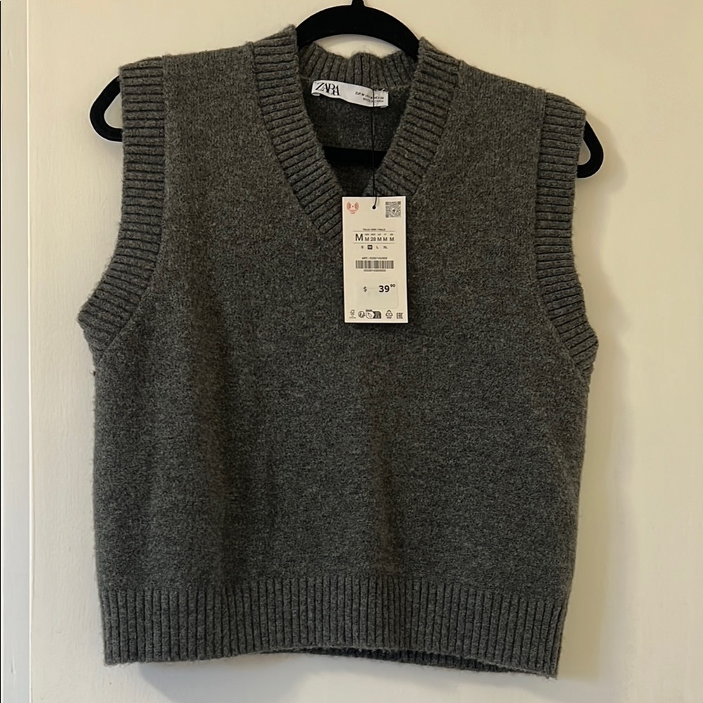 Zara Gray Sweater Vest NWT Medium
